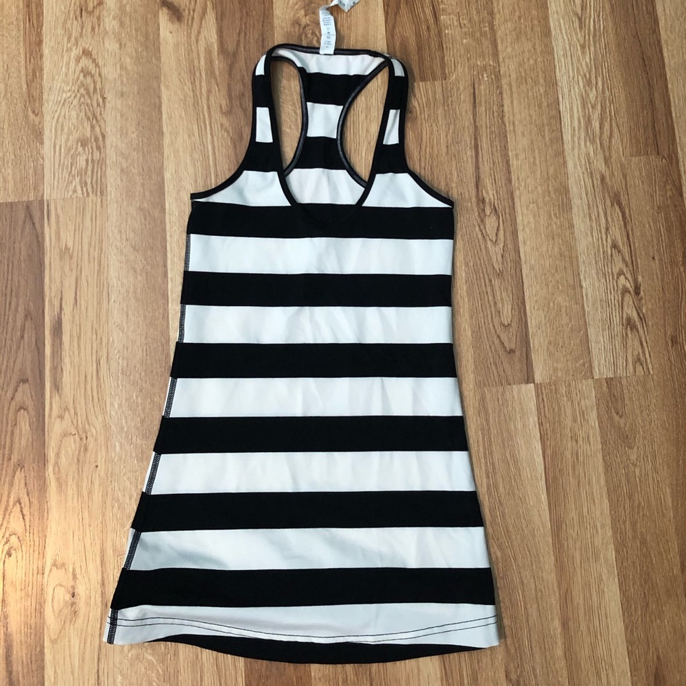 Lululemon Black and White Striped Tank